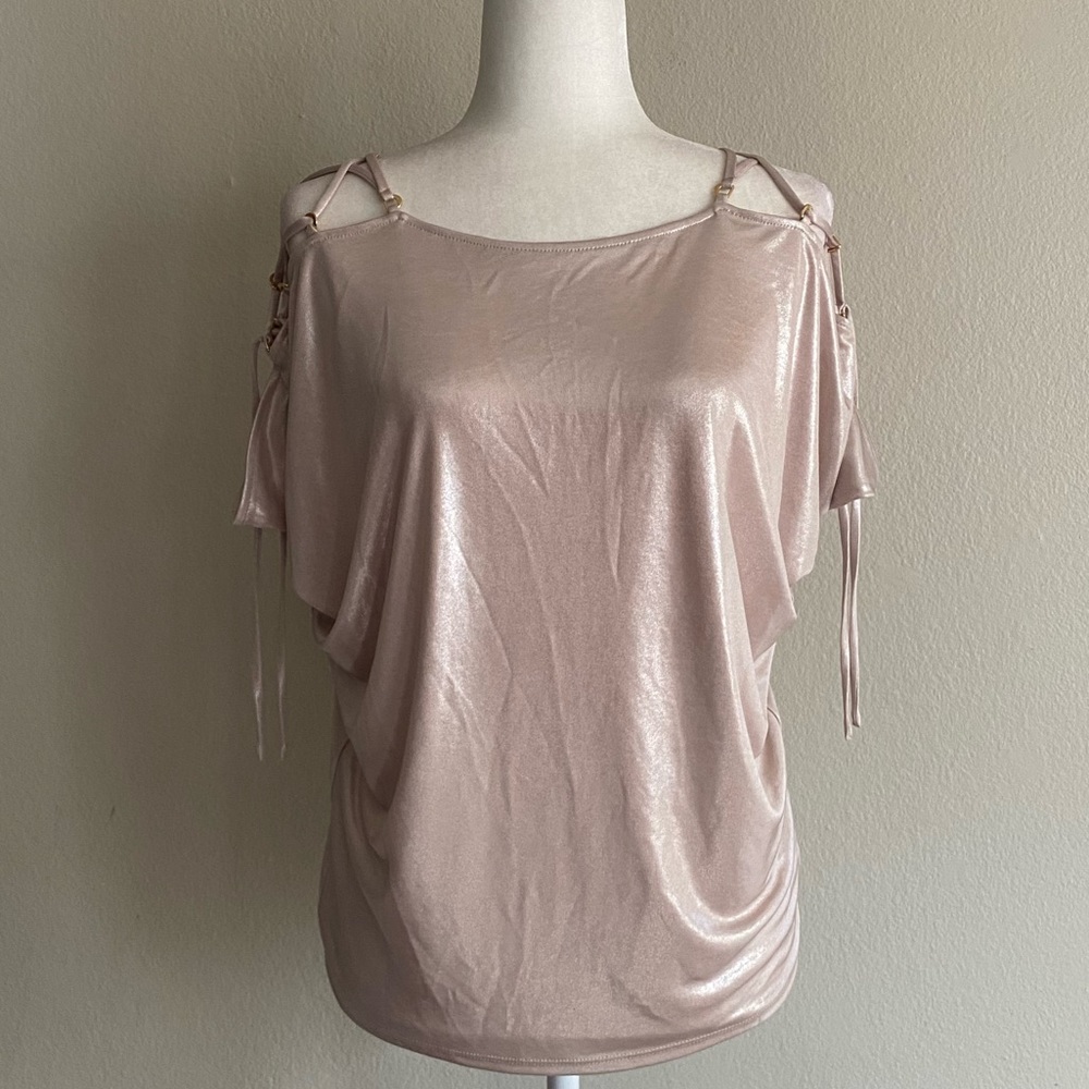 Express Metallic Champagne Blouse✨